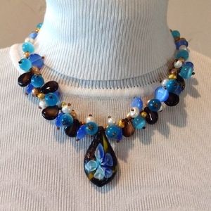 Artisan ' Flower of the Sea' Glass Necklace